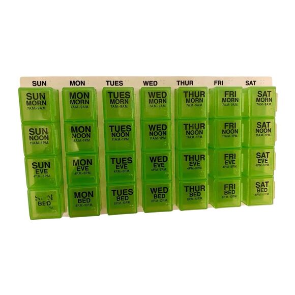 7 Day 4x Daily Pill Organizer Travel Essentials Vacation Beauty Jewelry Sorter - Picture 1 of 11